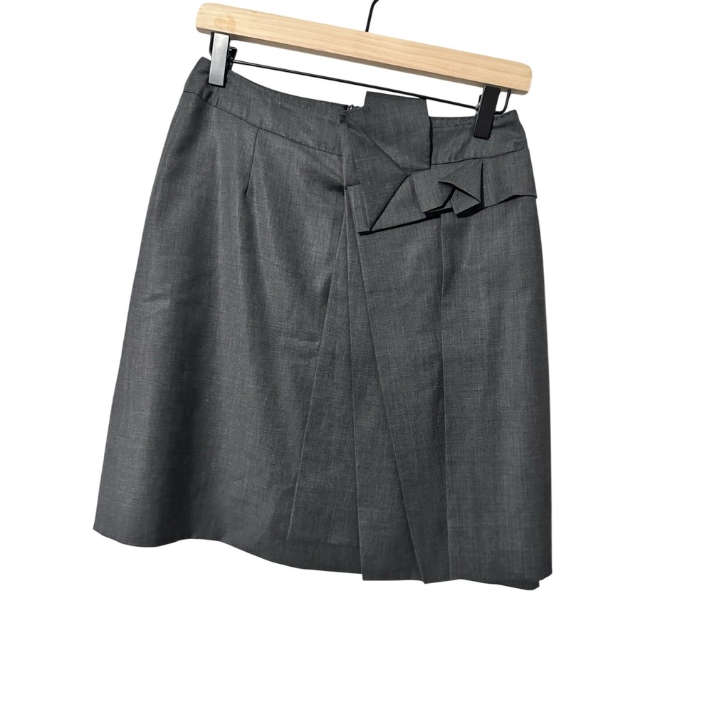 MAX & Co. Trends 100% Virgin Wool Gray A-Line Mini Skirt US 6 Geometric Ruffle